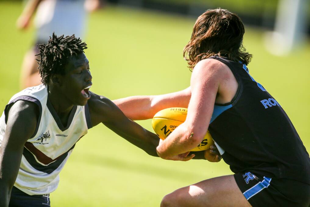 RISING TALENT: Luamon Lual (left) impressed for Vic Country in the trial match on Sunday. Picture: Chris Doheny