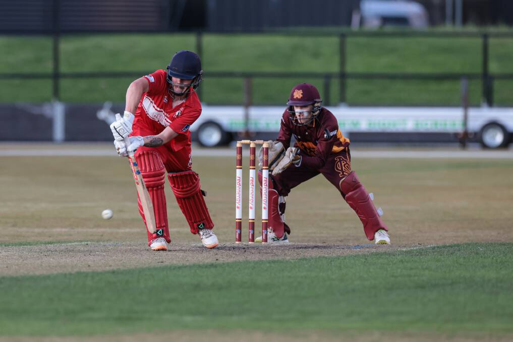 Dennington captain Liam Couch bats during his match defining half-century under lights at the Reid Oval. Picture by Sean McKenna