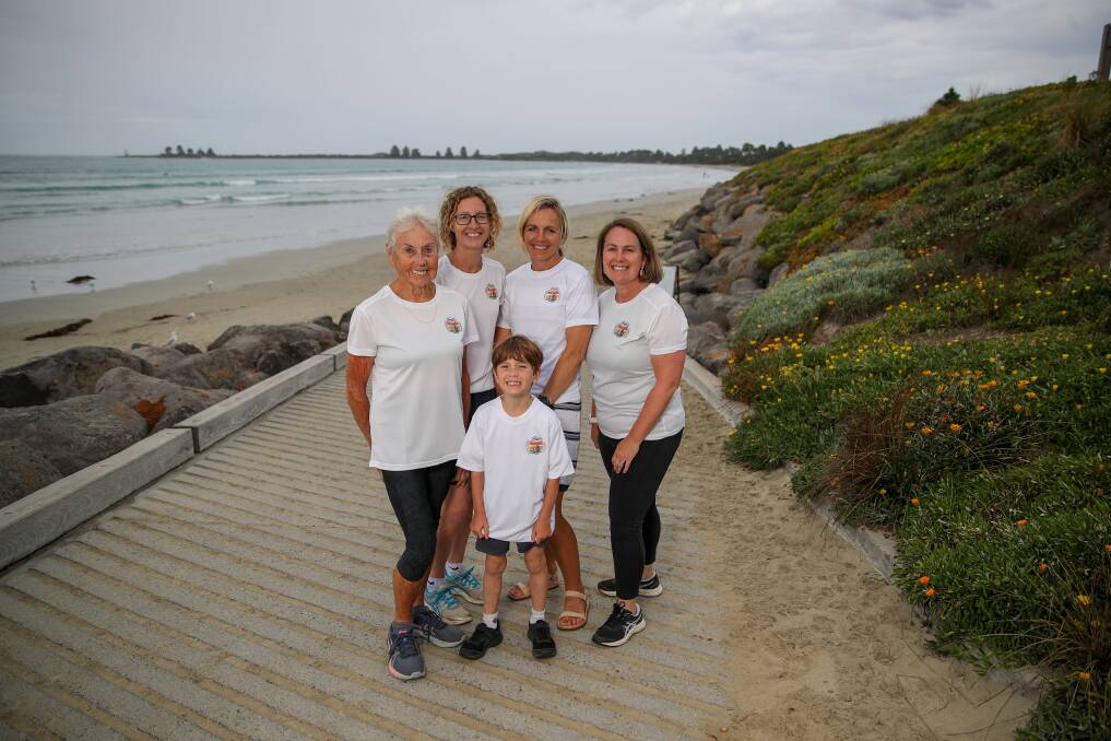 EXCITEMENT: Judy Pollock (ambassador), Bree Ryan, Nicole Dwyer, Amy Gibson and Samuel Ryan are looking forward to the inaugural Port Fairy Marathon and Community Running Festival on Sunday. Picture: Morgan Hancock
