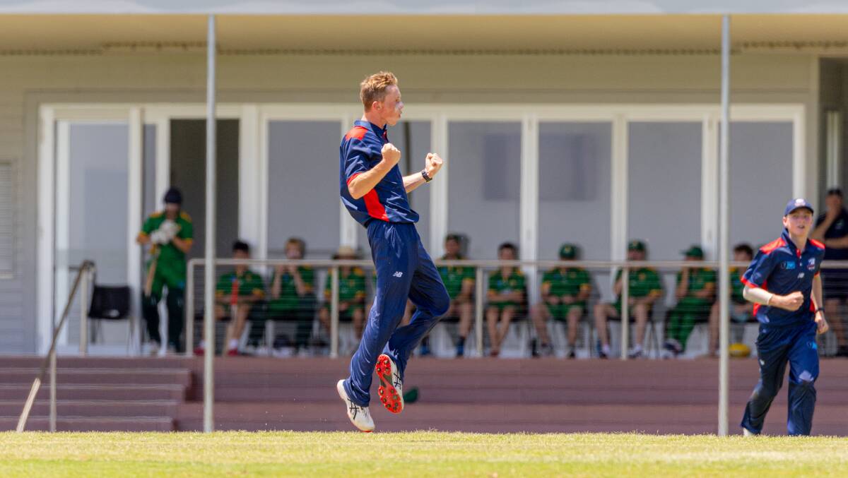 Mortlake's Josh Slater celebrates a wicket playing for the Western Waves. Picture by Eddie Guerrero
