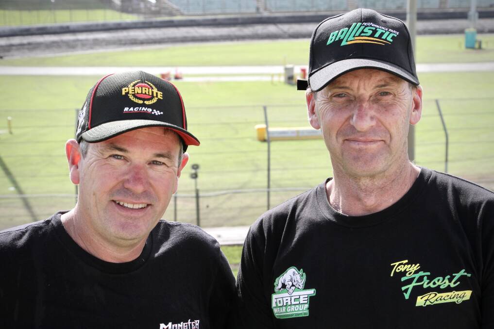 Glenn Wooster and Tony Frost at Premier Speedway in Allansford. Pictures by Wade Aunger