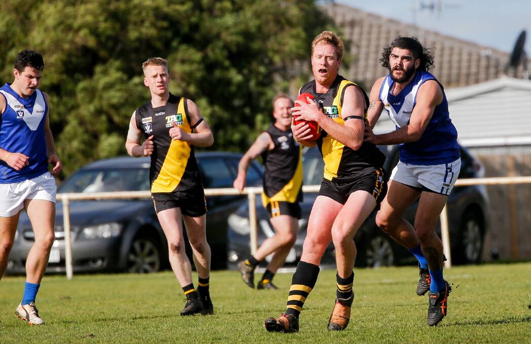 DOMINANT: Merrivale ruckman Manny Sandow takes a mark in his best afield performance. Picture: Anthony Brady
