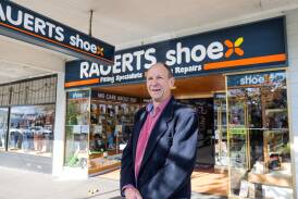 Peter Rauert outside his iconic shoe business in Warrnambool. Picture by Anthony Brady