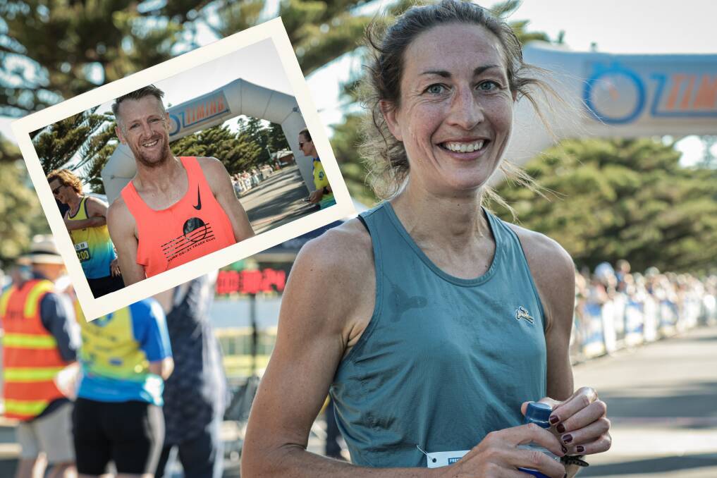 Daniel Hart (inset) and Alana Plymin were the first male and females across the finish line. Picture by Sean McKenna
