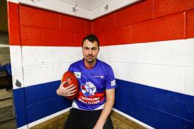 Panmure stalwart Daniel Meade, pictured in the club changerooms, will play his 350th game for the club on Saturday. Picture by Anthony Brady