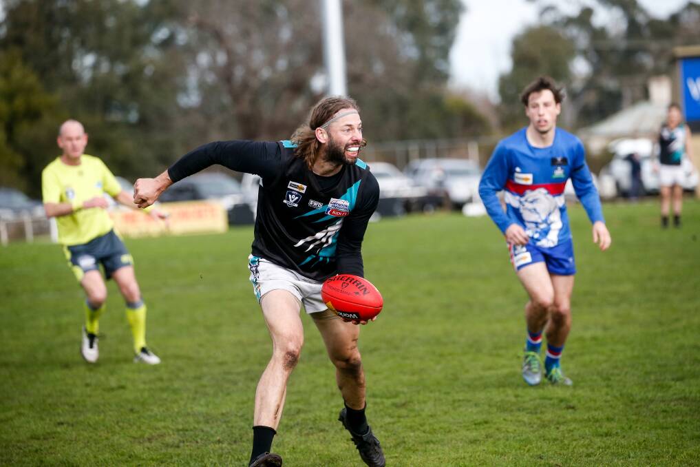 FIRED UP: Kolora-Noorat's Jeremy Larcombe in action against Panmure in the qualifying final. Picture: Anthony Brady