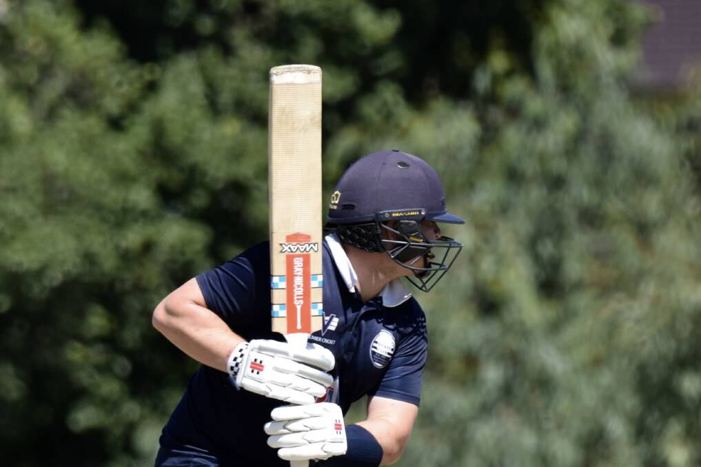 Tommy Jackson batting for Geelong in the 2021-22 season. Picture by Tyler Lewis