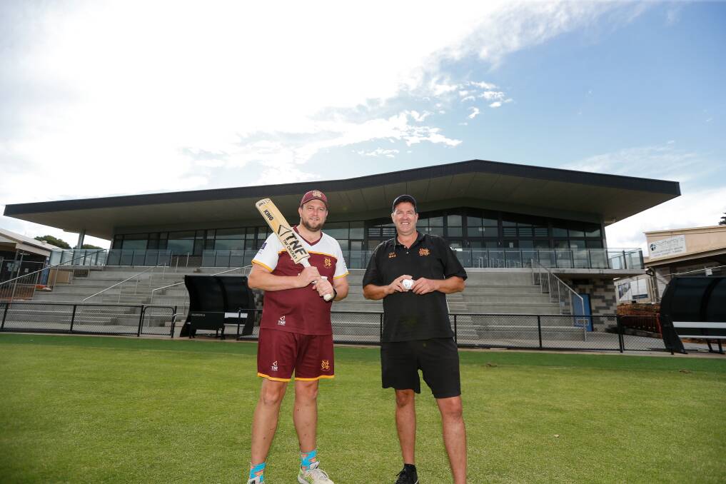 Nestles coach Alex Strauch and president Gary MacLean are delighted to welcome in the gun recruit. Picture by Anthony Brady