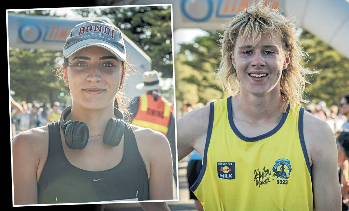 Naticia Varley and Lewis Duerden won the 6km run at the Surf 'T' Surf. Picture by Sean McKenna