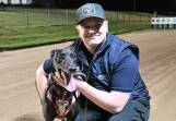 Morton, with handler Dylan Sharp after winning the heats at Warrnambool on Thursday. Pictures by Clint Anderson