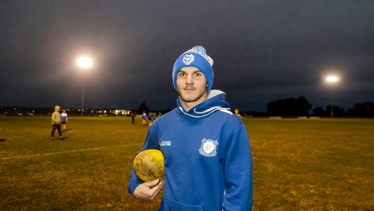 BIG ROLE: Russells Creek wingman Blair Hewett at training on Tuesday night. Picture: Anthony Brady