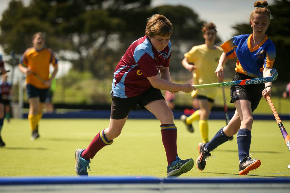Corangamite Hockey Club's Ned Darcy in action during a recent hockey 5s game at Warrnambool.