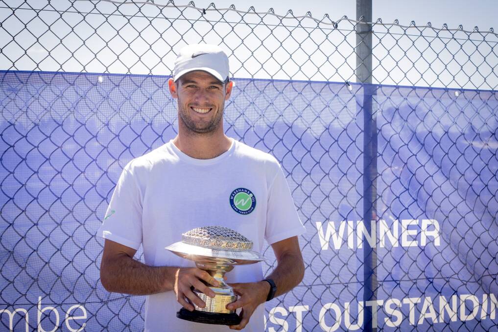 Aaron Addison won the Warrnambool Lawn Open men's open grade final on Monday. Picture by Anthony Brady
