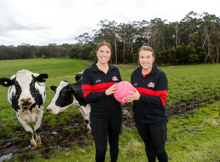Cobden netball sisters Alicia and Sophie Blain are chasing history on Saturday at Reid Oval. Picture by Anthony Brady