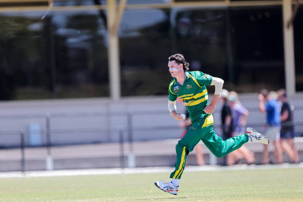 Allansford-Panmure young gun Ethan Boyd bowled well for Warrnambool in the opening round clash against Portland. Picture by Anthony Brady 