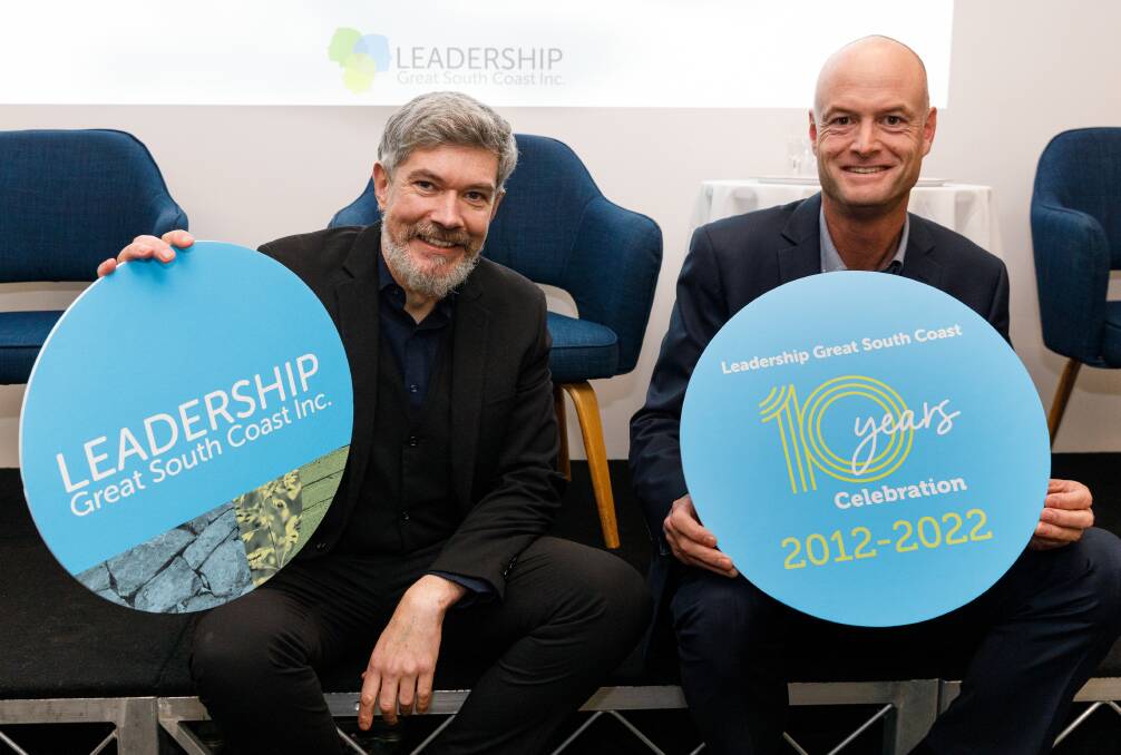One Day Studios president Gareth Colliton, left, and Southern Stay CEO Paul Lougheed praised Leadership Great South Coast's career-defining influence on their community service roles.