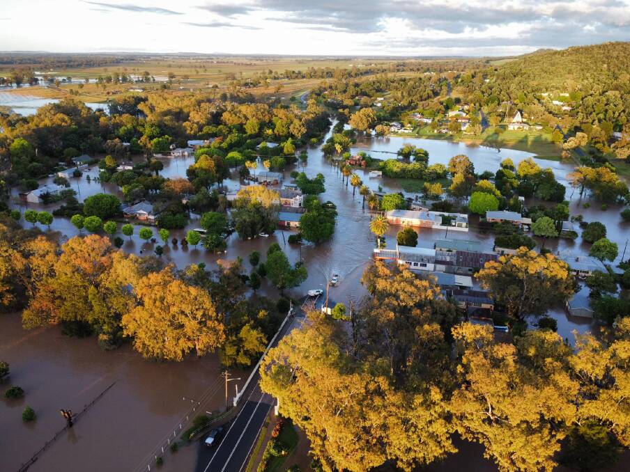 Aerial view of the extensive aftermath of overnight flash flooding at Eugowra in central west New South Wales. Picture by NSW SES media.
