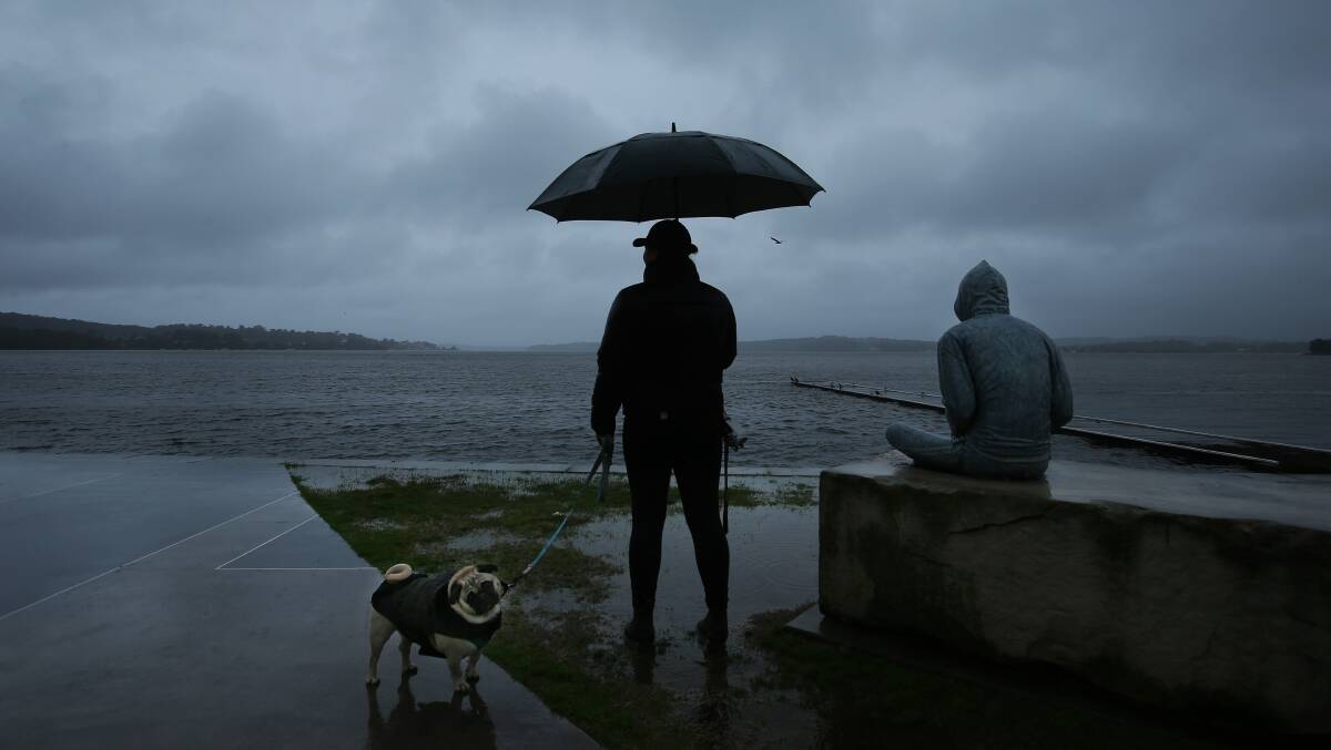 A rainy day at Lake Macquarie in July. File Picture by Simone De Peak 
