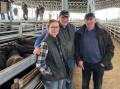 Zoe, Damian and Peter Wines, who run Purleigh at Garvoc and Windy View at Cooriemungle. 46 Angus steers from their Cooriemungle property, weighing 502kg were sold for 268c/kg, or $1348, while their 12 Angus steers from Purleigh in Garvoc, weighing 505kg reached 265c/kg or $1339ph. Picture supplied.