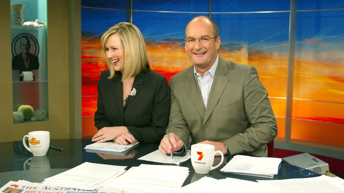 David Koch and Melissa Doyle on the Sunrise set. Picture via Channel Seven