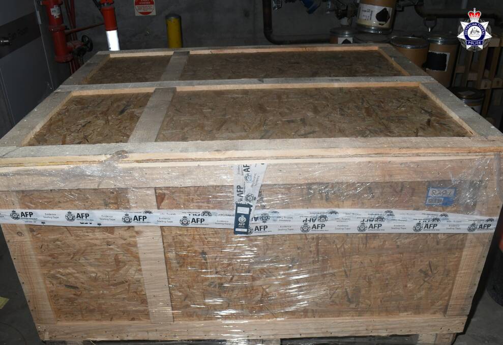 Air cargo shipment allegedly containing 157 kilograms of methamphetamine. Picture supplied