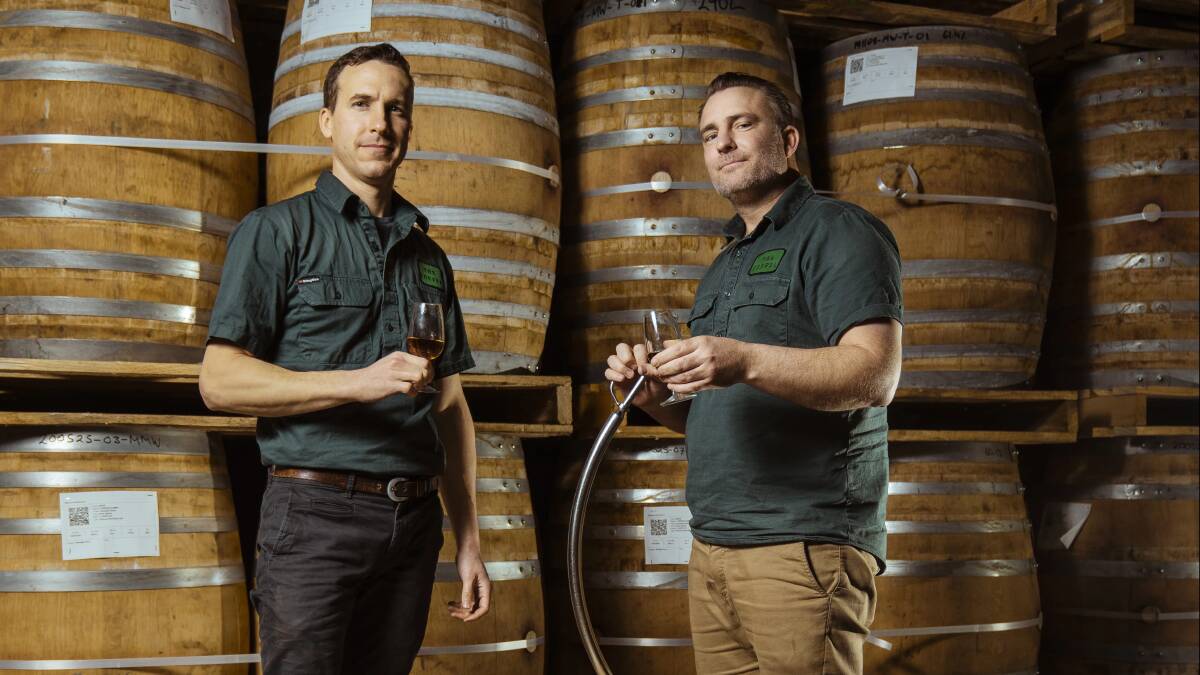 The Gospel founders Ben Bowles (left) and Andrew Fitzgerald (right) in their distillery. Picture supplied by The Gospel