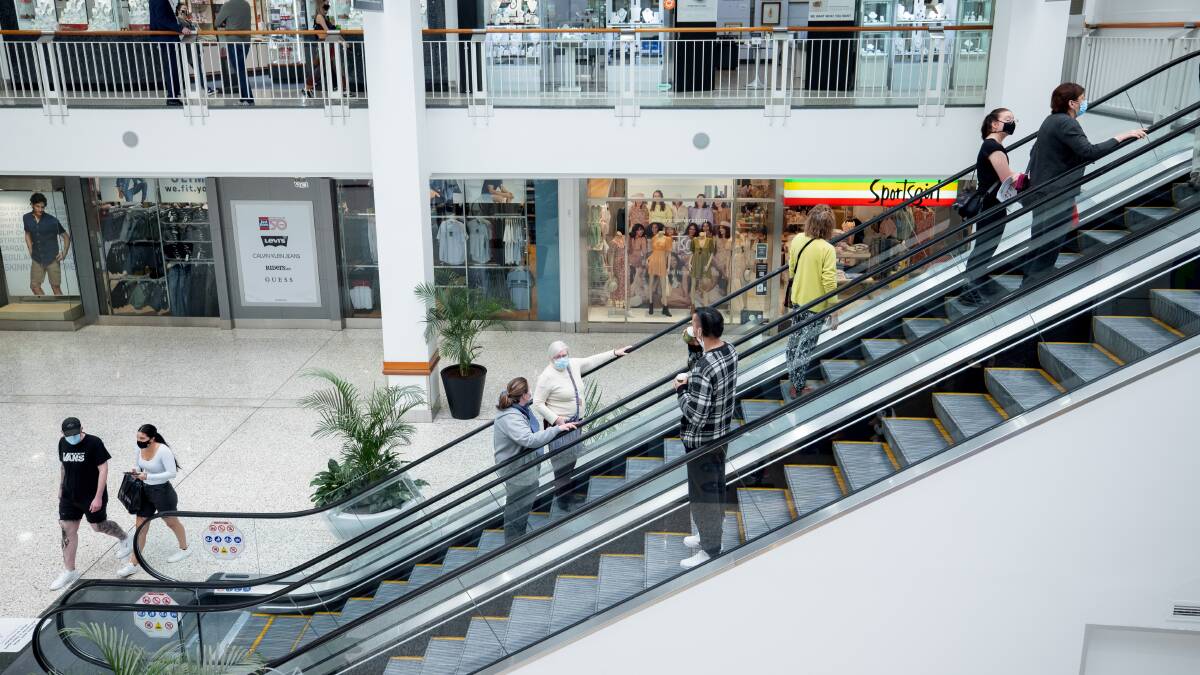Shoppers in Westfield Woden. Retail turnover flatlined in April. Picture by Sitthixay Ditthavong