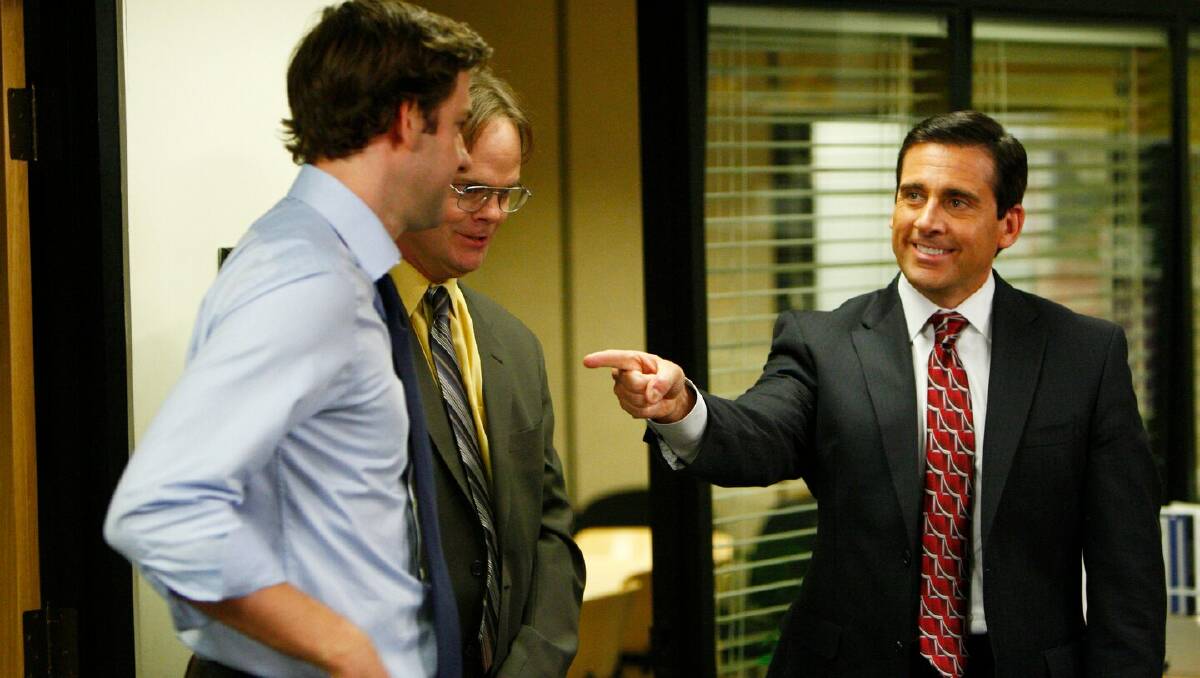 Steve Carell (right) starred in the US version of the show as Michael Scott. Picture by NBC