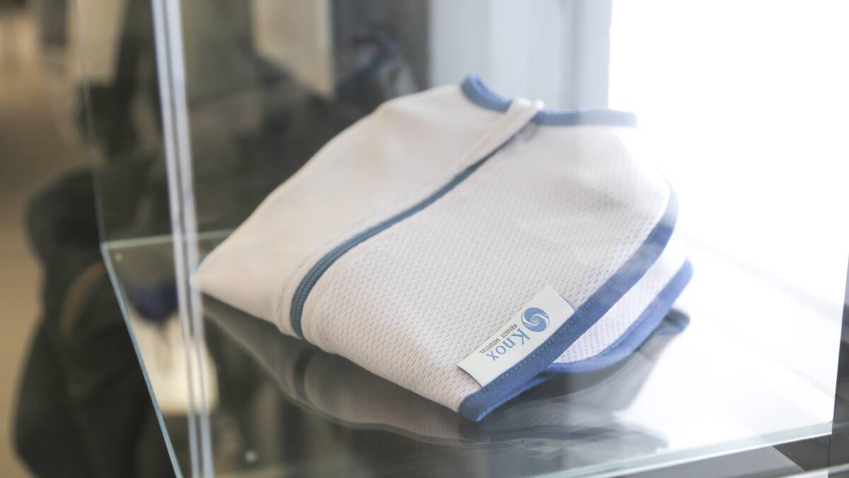 On show: The Merineo infant swaddling bag on display at this year's Milano Unica textile trade show in Italy that had a focus on sustainable textile production.