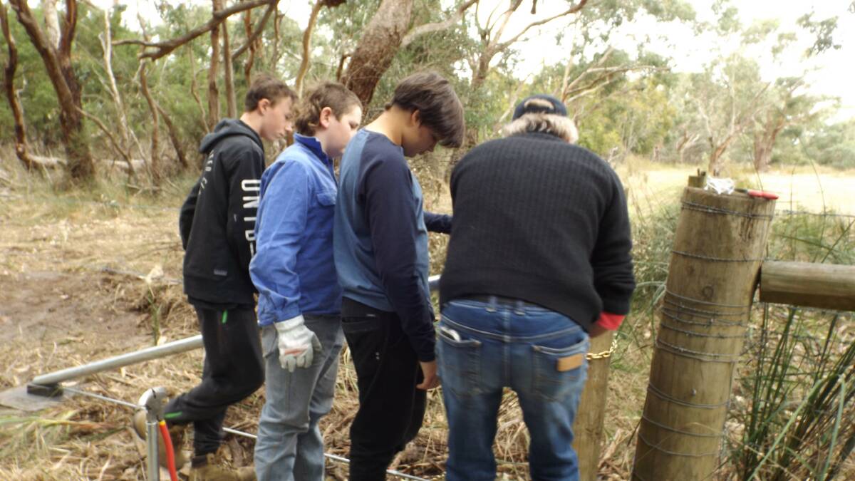 HARD WORK: Brauer College students learn about fencing at the St Helens Flora Reserve near Yambuk.