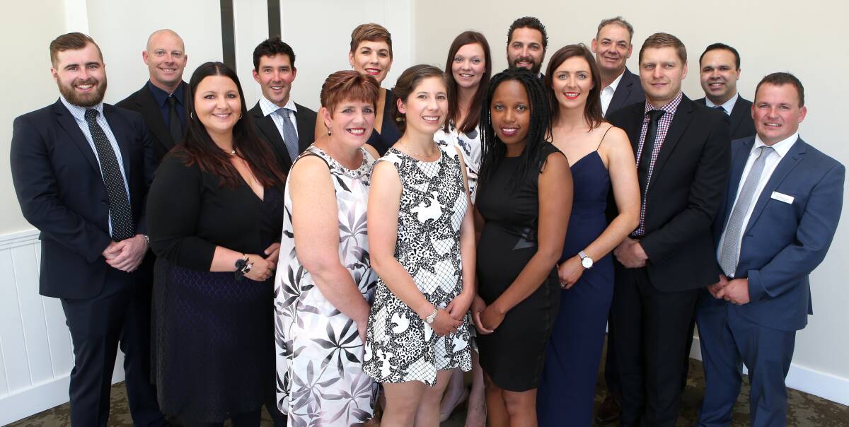 Graduating: Fifteen of the 16 graduates from this year's Leadership Great South Coast program at their graduation ceremony this week. Picture: Amy Paton.
