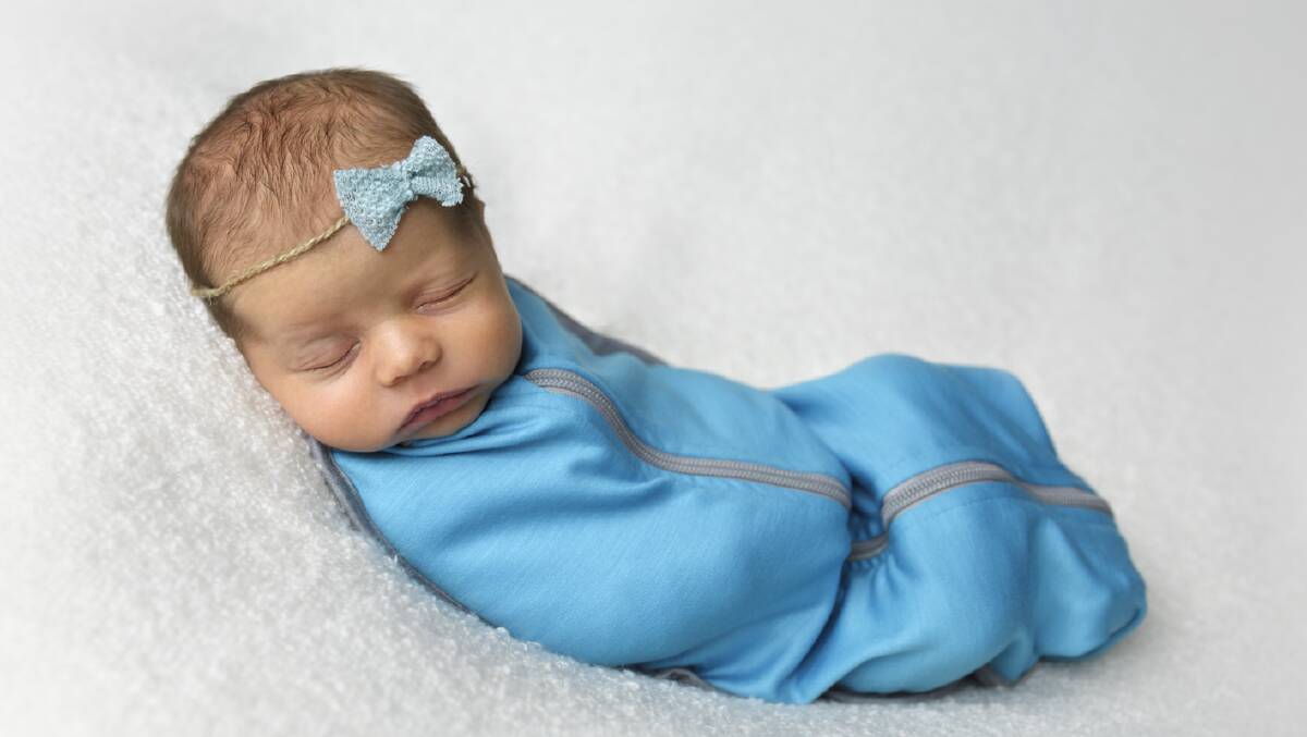 Snug as a bug: The Merineo swaddling bag made from superfine merino wool mesh fabric produced by Italian woollen mill Reda. Picture: Kiddy Kats Photography