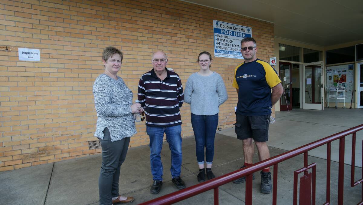 Gerrit Bekker, second from left, and other members of his family at the Cobden relief centre.
