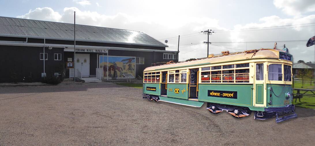 The vision: A mock-up image of how one of Melbourne's iconic trams will look after it has been delivered to the Terang RSL car park.