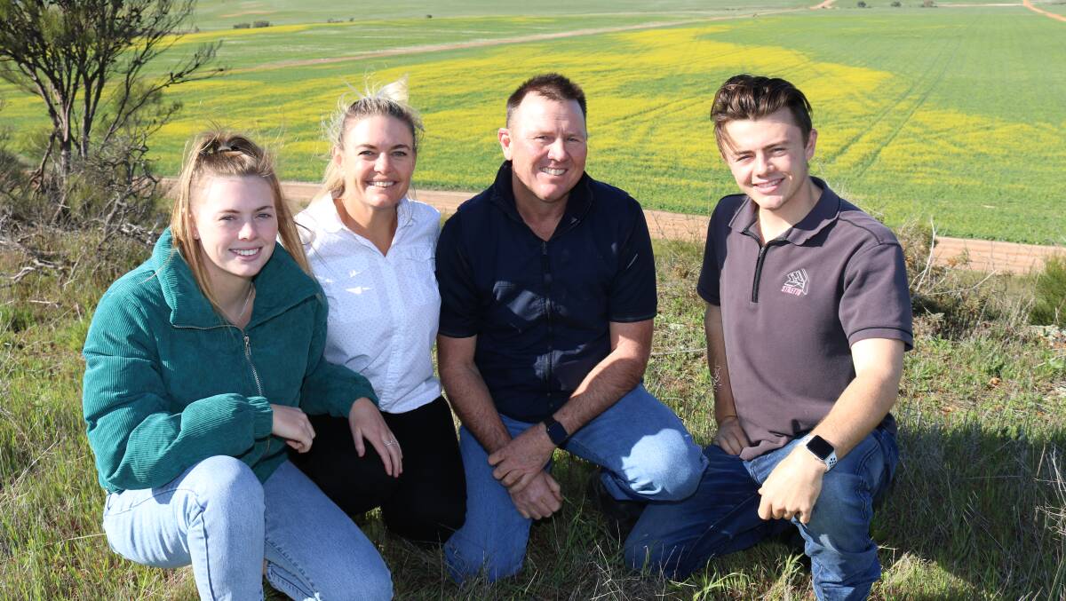  Cherie (second left) and Stuart Smart with children Elizabeth and Samuel have sold their 22,192 hectare cropping property Erregulla Plains, Mingenew, to Daybreak Cropping. The sale price of $97.62 million is the most valuable broadacre property sale in WA history.
