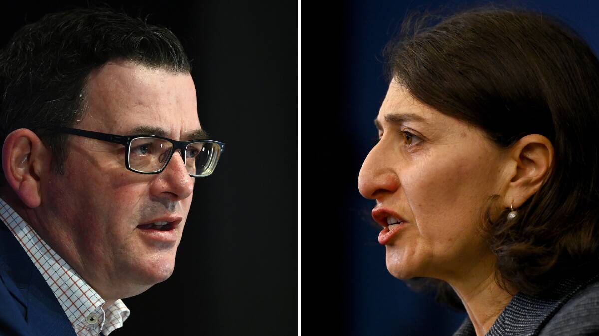 Victorian Premier Daniel Andrews and former NSW premier Gladys Berejiklian. Pictures Getty Images