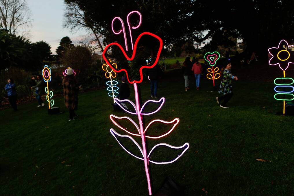IMPRESSIVE: Artist Carla O'Brien made the neon sculptures that featured throughout the botanic garden. 