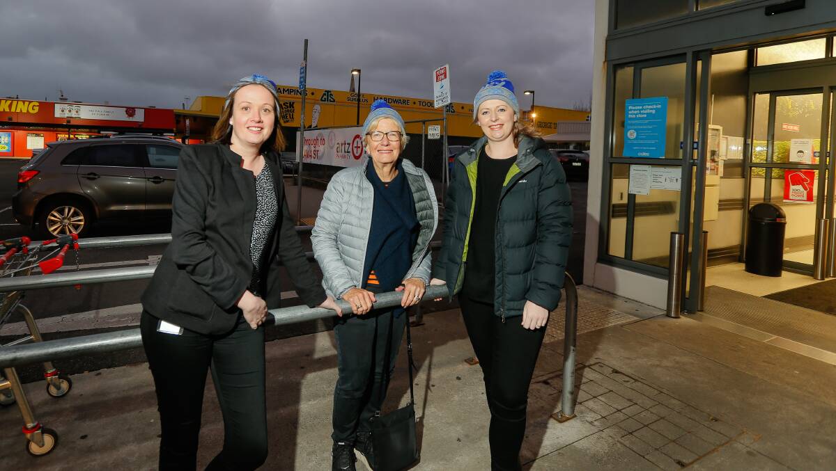 Tracey Telford, Jackie Smith and Sarah Dunn with MND beanies to promote upcoming Big Freeze. Picture: Anthony Brady 