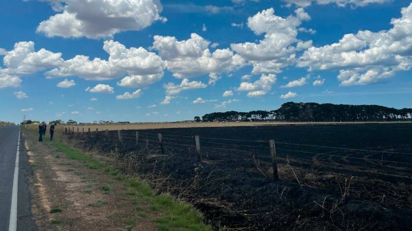 BLACK: A fire at Mailors Flat has burnt farmland. Pictures: Jessica Howard