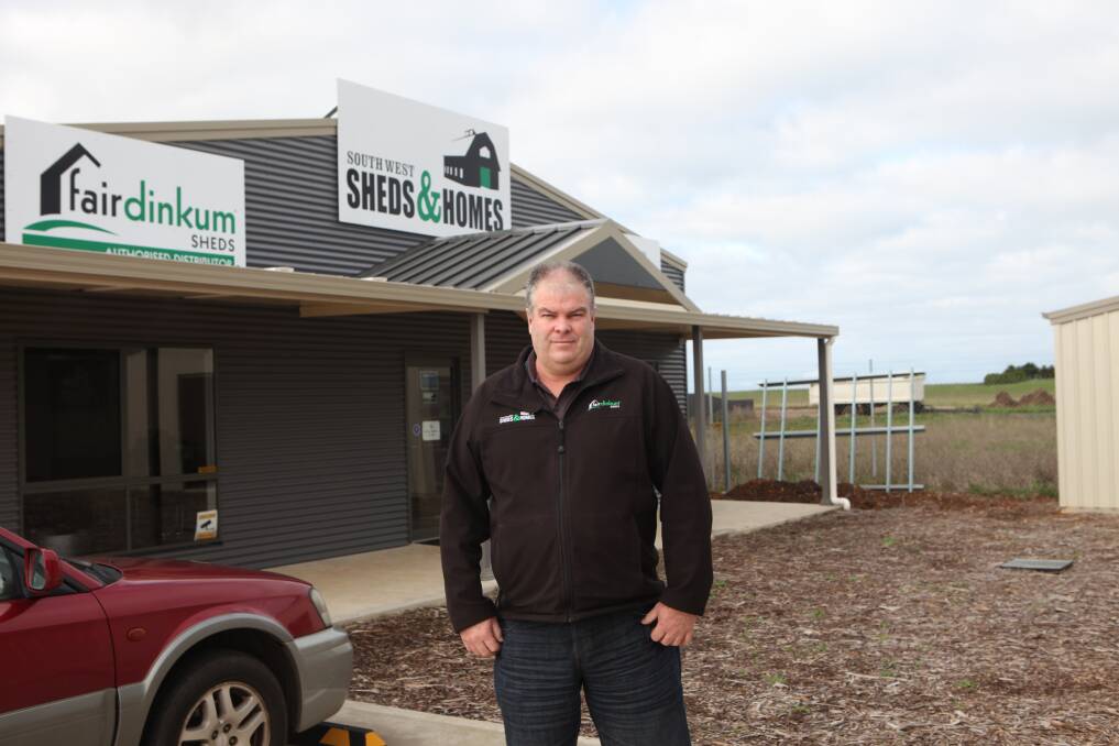 HAPPY WITH THE MOVE: South West Sheds and Homes owner and director Mick Macklin at the Horne Road site in Warrnambool's east. Picture: Rachael Houlihan 