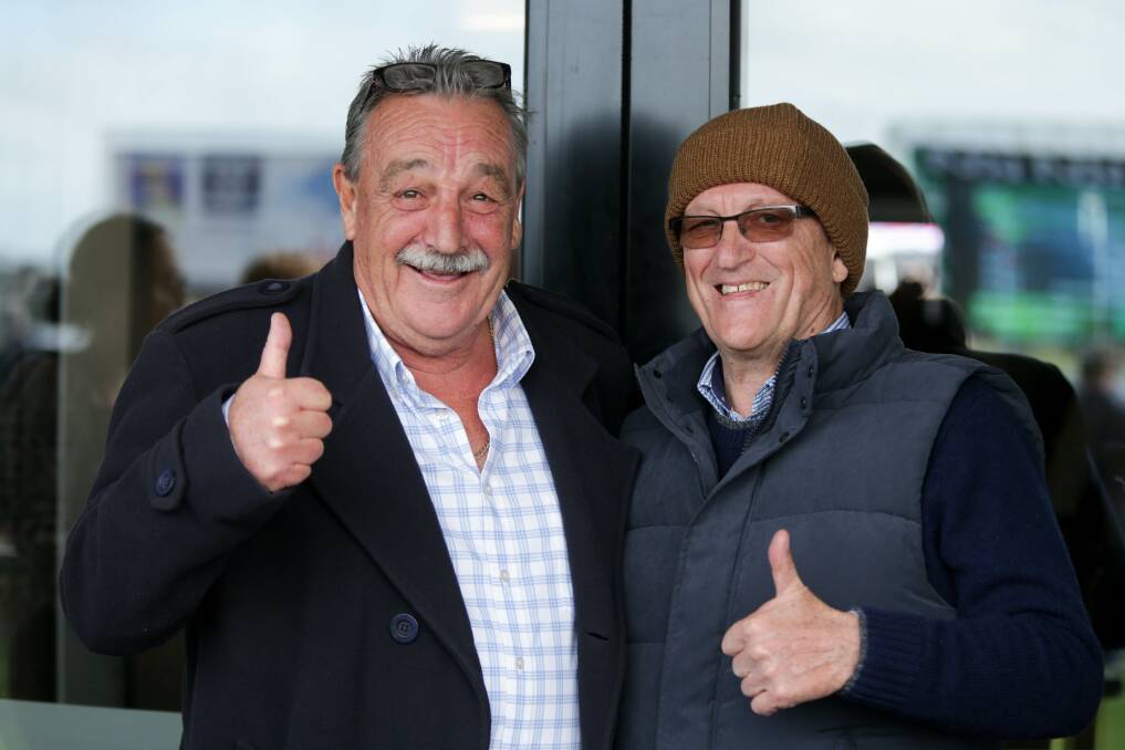 Life-long friends John Shaw and Charlie Parnaby are attending their 50th May Racing Carnival. Picture: Chris Doheny