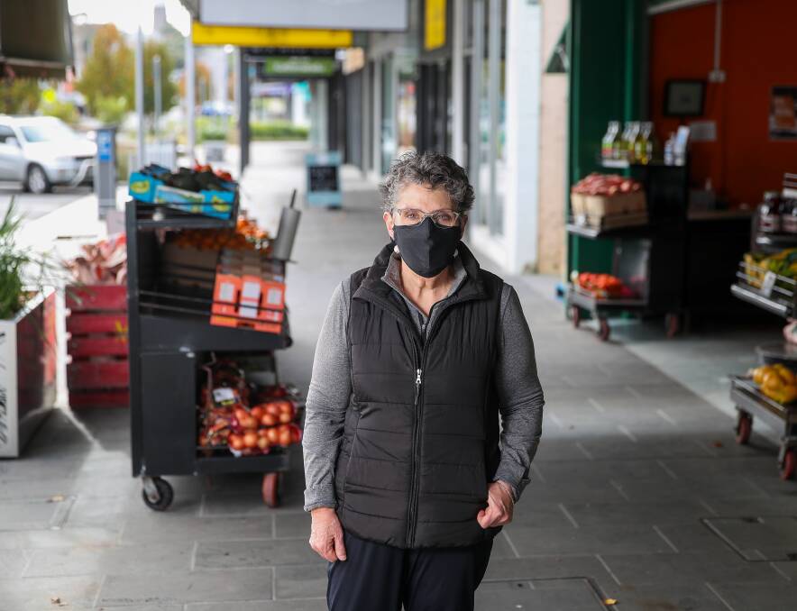DO THE RIGHT THING: Warrnambool City Council mayor Vicki Jellie during her two-hour exercise period on Friday morning. She took a walk down Liebig Street and shopped for essential items at the chemist. Picture: Morgan Hancock