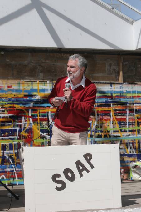 Geoff at a rally in Warrnambool against the Abbott government in 2014. 