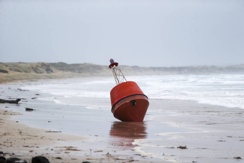 A washed up navigational buoy in Port Fairy. Picture: Anthony Brady 