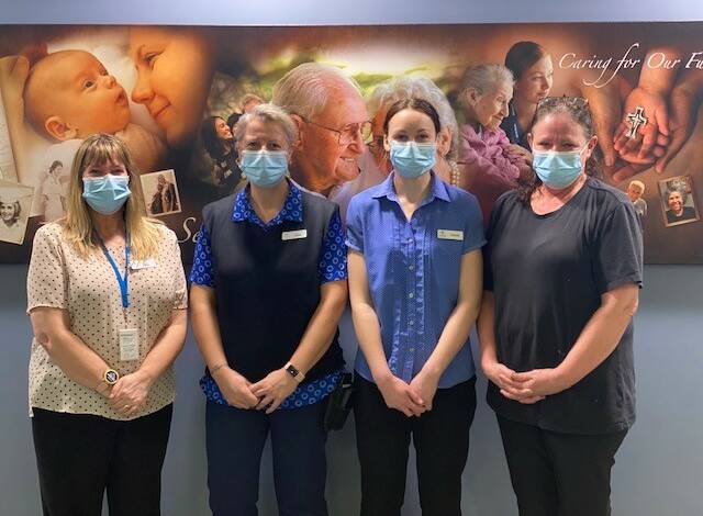 THANKS: Mercy Place aged care staff Bev Stutchbury, Kelly Newett, Rachael Blackhurst and Karen Forrester. Mercy Place will celebrate National Aged Care Employee Day on Saturday.
