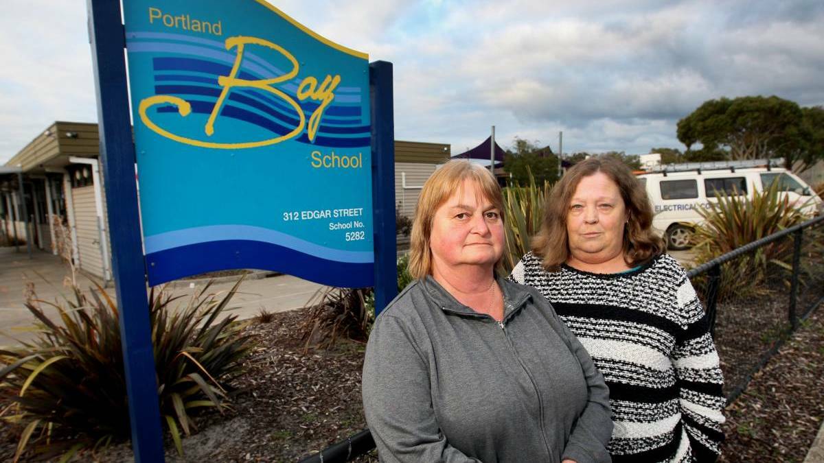 SAD: Portland Bay School council president Debbie Robinson and Pam Rennie in 2015 when the school was forced to close after an electrical fault.               