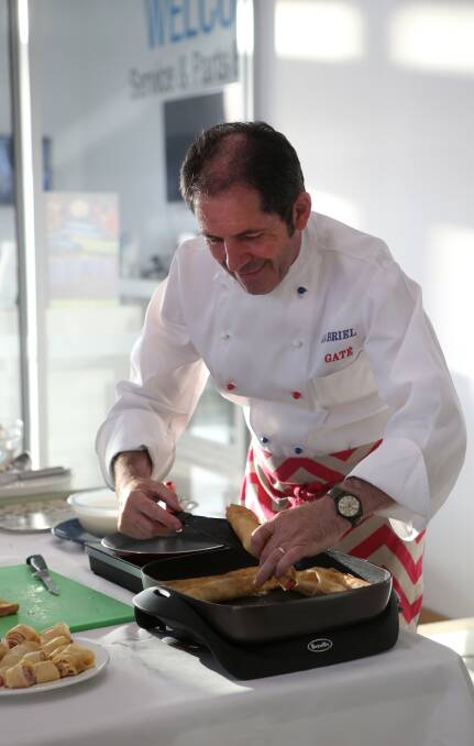 Master Chef: French celebrity chef, author and Tour de France commentator Gabriel Gate cooked up a storm in Warrnambool on Thursday evening. Picture: Amy Paton