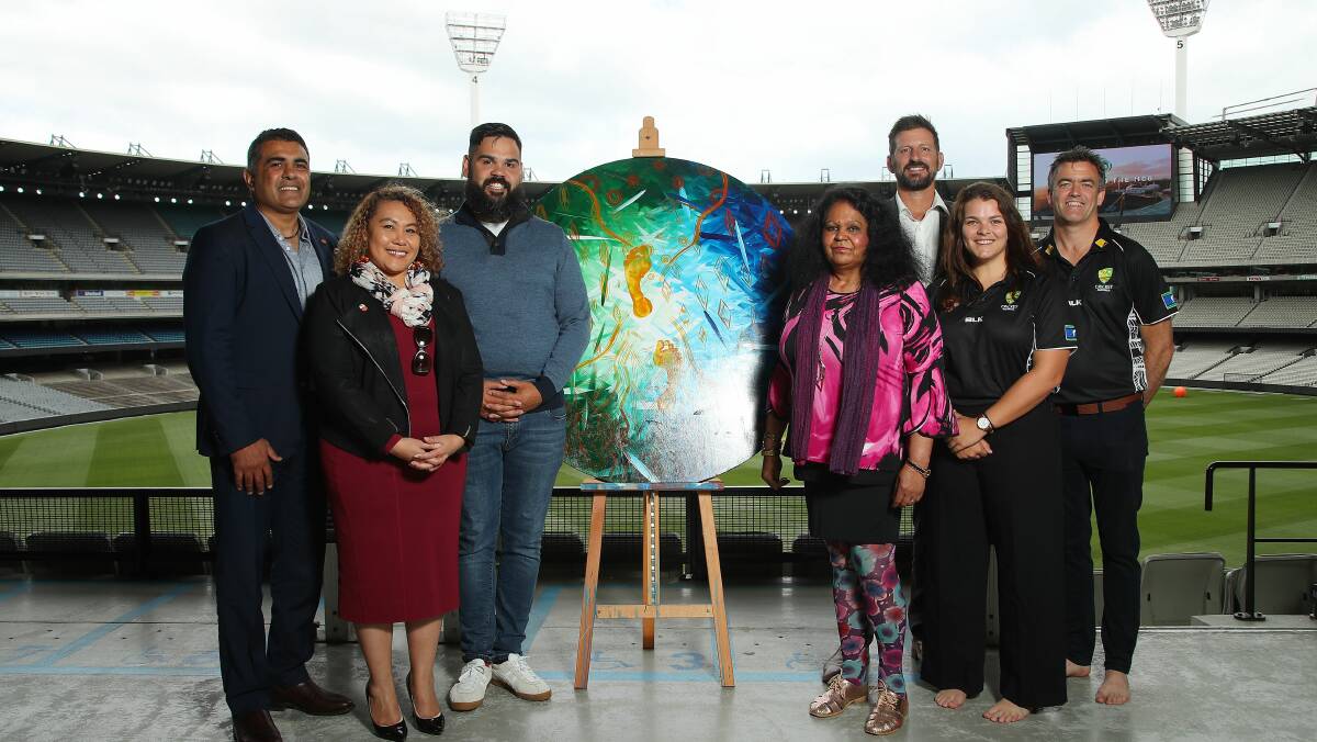ACTION: Fiona at the Reconciliation Action Plan launch in December 2019 at the MCG. (above)