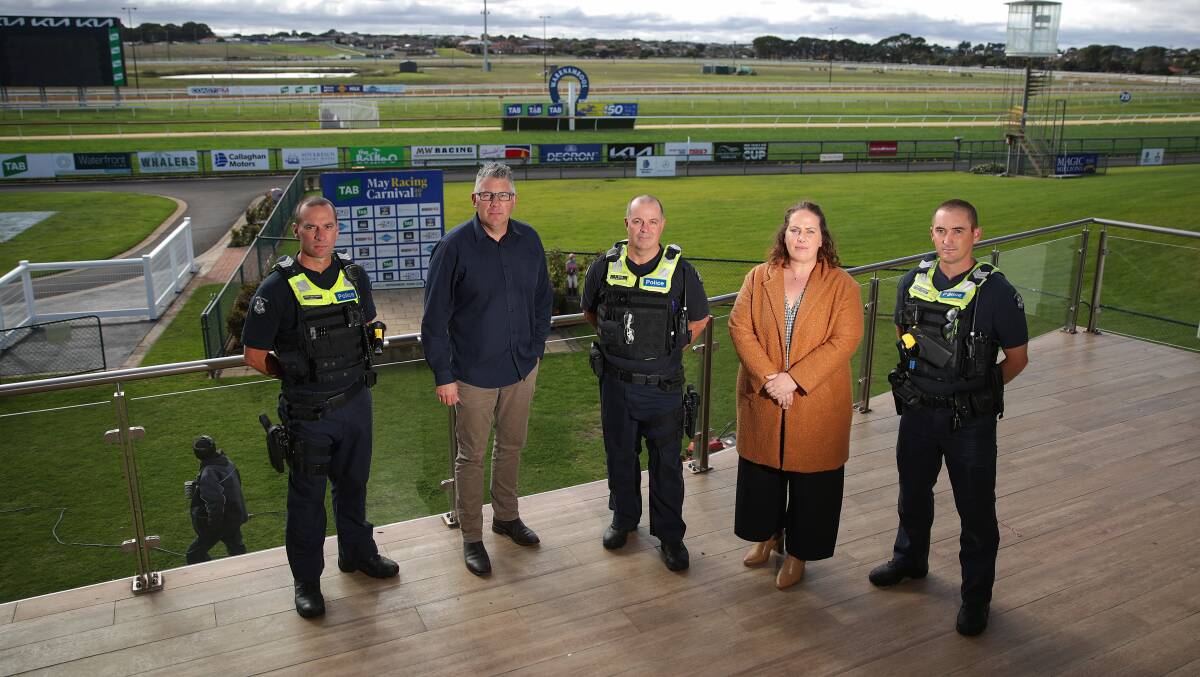 BEHAVE: James van Engelen, Tom OConnor, Cameron Ross, Kate Lindsey and Roland Lawrence pose at the Warrnambool Racing Club. Picture: Morgan Hancock