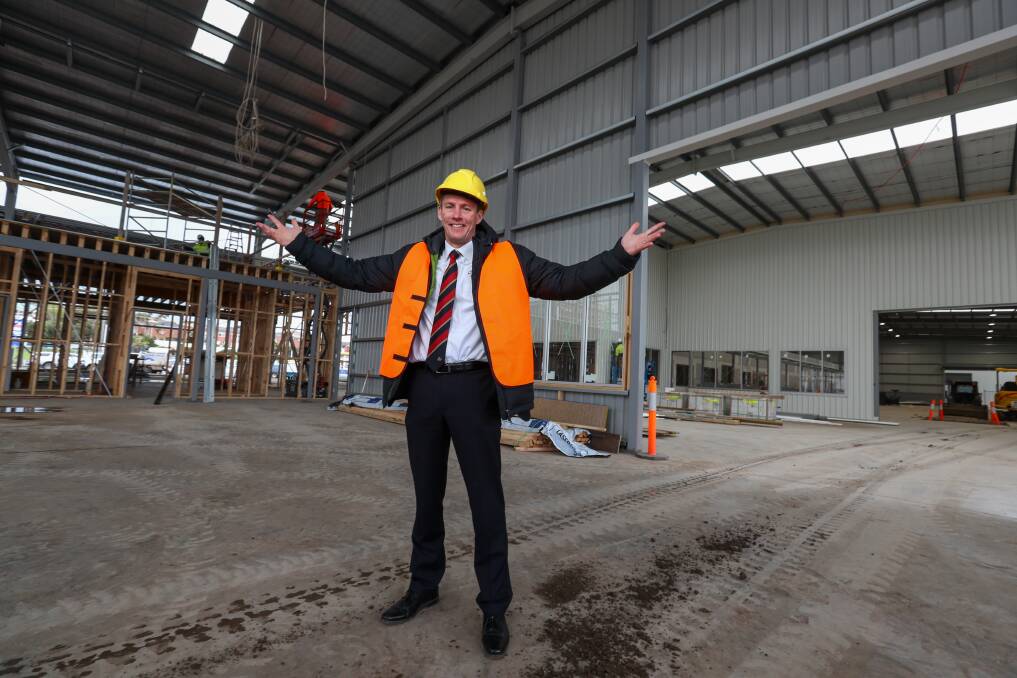 WE ARE ON THE MOVE: Dealer principal Steve Callaghan stands in the renovated space of the new site of Callaghan Motors, on Warrnambool's Raglan Parade. Picture: Rob Gunstone   
